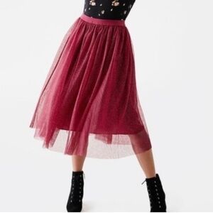 Matilda Jane Skirt Sz S Sparkle City Red Tulle Holiday Christmas New Years Girly